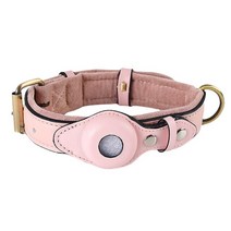 Airtag 큰 작은 럭셔리 디자이너 추적기 개 목걸이 가죽 칼라 액세서리 Doberman 내구성 야외 최신, 04 분홍색_03 L