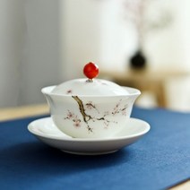 개완 차도구 보이차 찻잔 손으로 그린 수트 옥 흰색 도자기 수제 세라믹 차 그릇 용품 액세서리 음료 용기 전통 다기 잔, 1.A 11.8X8.4CM 130ML, 1개