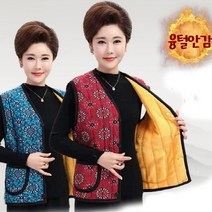 융털 어머님융 할머니 겨울 조끼 기모 방한 엄마 김장 선물 꽃무늬 안감 보온