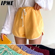 [이쁘네] 타올 숏팬츠 바지 팬츠 반바지 랍빠 배색 허리밴딩 홈웨어 꾸안꾸 편한 드라이