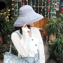 양면 챙 벙거지 모자 순색 썬캡 여모 접이식 롤업 면 린넨모자