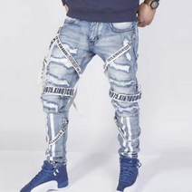 남자청바지 남자 여자 청바지 흑정바지 진 여름 루스 바지 2021 trendy street 코 로케이션 디자인 가을 스트레이트 찢어진 오토바이 보이