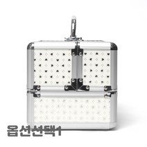 은색 하트패턴 메이크업 박스 열쇠 포함 2단 네일박스 화장품 정리함 악세서리 보관함 1개, 랜덤