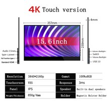 휴대용 포터블 모니터 Bimawen 휴대용 모니터 터치 스크린 C타입 USB HDMI 호환 노트북 Xbox 스위치 게, 03 15.6inch 4k touch_02 JP 플러그