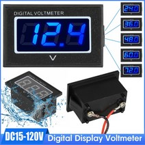 방수 24V36V48V60V72V 골프 카트 LED 디지털 볼트 배터리 게이지 방진 클럽 자동차 전기 적합, 01 Blue