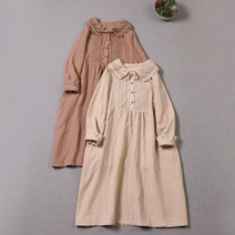 이끼당 인형넥 이중사면 원피스
