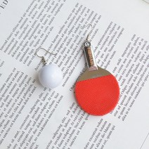 과장된 스포츠 시리즈 탁구 테니스 볼링 귀걸이 고급 스테레오 양면 패션 비대칭 볼 귀고리, 01빨간 탁구