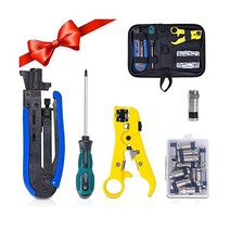 Fstop Labs KOTTO 동축 케이블 크림퍼 키트 압축 도구 조절 가능한 RG6 RG59 RG11 75-5 75-7 스트리퍼 F 커넥터 20개 포함