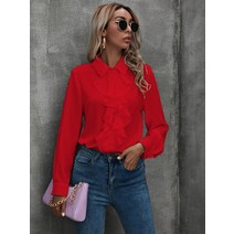 프릴 앞 버튼 셔츠