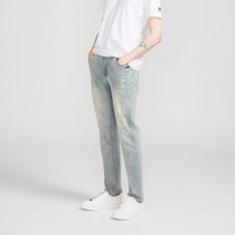 나타났다 남성용 스판 워싱 데미지 청바지