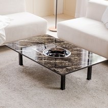 소담갤러리 4인용 가정용 불판테이블 라운드 미우새 접이식 고기불판상 고기집 식탁 테이블, 블랙골드마블