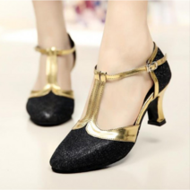 BLAVALLEY 여성 실내 실외 라틴댄스화 댄스슈즈 빅사이즈S1, 225, 블랙