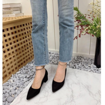 스틸레토 스웨이드 통굽 구두 5cm 7cm 9cm