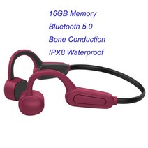 수영 헤드폰 방수 골전도 헤드셋 30m 수중 Ipx8 16GB Mp3 플레이어 블루투스 5.0 피트니스 스포츠 이어폰, 16GB 레드
