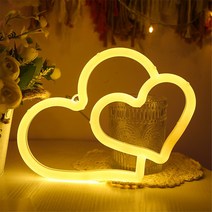 사랑 LED 네온 USB 배터리 구동 더블 러브 침실 장식 야간 조명 가족 휴가 장식, 3 모델 USB 플러그 배터리 상자