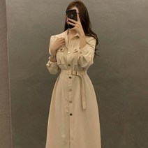 [랜덤플레이] 와이드 포켓 금속 버클 롱 원피스