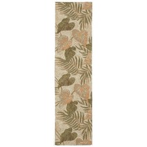 Liora Manne Tropical Leaf 뉴트럴 라벨라 실내실외 러너 러그 61cm x 244cm(2피트, Runner