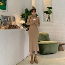 떳다그녀 텔르 터틀넥 니트 롱 원피스