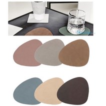 린드디엔에이 누포 커브 글라스 매트 가죽 컵받침, Light Grey