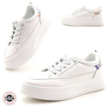 [키높이 발등편한 밴딩끈] *당일출고* 가볍고 발볼편한 여성 쿠션감좋은 스니커즈 미끄럼방지 화이트 워킹 푹시한 운동화 4cm