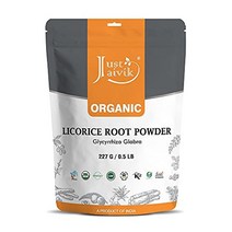 just jaivik 100 유기농 감초 뿌리 분말 - 물레티 분말 227g 0.5lb 팩글리시리자 글라브라 야스티마두 분말- usda 유기농 인증 허브, 1개