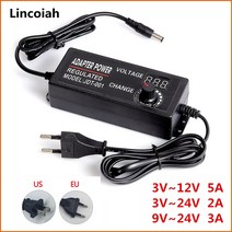 조정 가능한 AC-DC 3V 5V 6V 9V 12V 18V 24 V 범용 어댑터 디스플레이 화면 전압 전원 공급 장치 Adatpor, 07 12V-24V 5A_02 EU