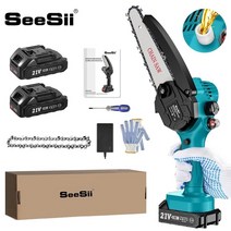 체인톱 충전식 소형 전기톱 seesii 21v 6 인치 미니 강력한 전기 체인 엔진톱, 패키지 3, 에게