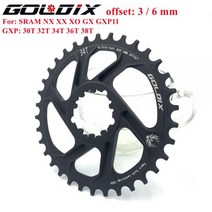 GXP 자전거 MTB 산악 Sram 11/12S NX XX XO GX GXP11 단일 디스크 트레이 용 30T/32T/34T/36T/38T 크라운 체인 링, offset 6mm 38T