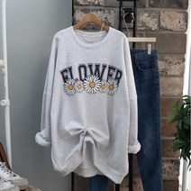 상상그이상 여성용 국내제작 기모 남여공용 꽃다발 맨투맨 빅사이즈 맨투맨 플라워 프린팅 포인트 가성비 좋은 가볍고 따뜻한 특양면 소재 고퀄리티 커플박스티 롱티셔츠