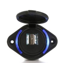 자동차 좌석 USB 버스 충전기 12V DC 표면 실장 플랫 듀얼 소켓 3.1A, 03 Blue