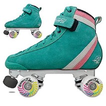 Bont Parkstar 빈티지 스웨이드 고급 전문 롤러 스케이트 성인 아동공용, Soft Teal Multi-color
