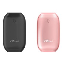피스넷 충전식 휴대용 전기 손난로 핫팩 보조배터리 에그 1+1, 블랙+블랙