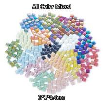붙이는타일 벽데코 타일 스페인 거실 폴리싱 모자이크 100pcs 반짝이 유약 유리 1cm 정사각형 diy 어린이어린이 수제 공예를위한 재료 만들기, 모든 색상 혼합, 100개
