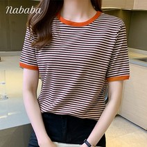 나바바 NT357 여성 캐주얼 심플 단가라 썸머 티셔츠