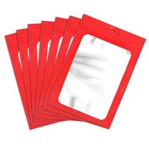 50pcs 다채로운 mylar 가방 ziplock 걸이 가방 보석 디스플레이 포장에 대 한 명확한 창 자체 씰링 재사용 가능한 호일 파우치, 빨간색, 7x10cm