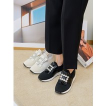 여성 보석장식 가죽 슬립온 스니커즈 104116