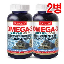 Canada 캐나다정품 통라이프 오메가3 하프씰골드 하프물범100%-300캡슐 (혈행개선)-2병, 2병