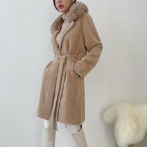 브이와이 여자 허리 스트랩 카디건 FUR 페이크퍼 코트