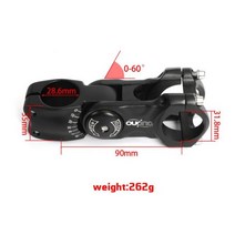OUO 조정 가능한 자전거 줄기 라이저 0-60 도 핸들 31.8x9 0110mm 알루미늄 도로 막대기 증량제135830, 31.8x90mm black