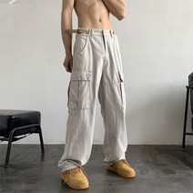 고프코어룩 빈티지 카고 팬츠 와이드 일자 팬츠 와이드 카키 캐주얼 팬츠