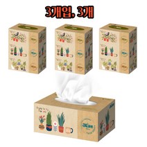 뽑아쓰는 미용 각티슈 사각 티슈 고급 친환경 곽티슈 무형광 천연펄프100% 2겹 180매 3개입 3개