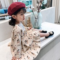PigPug 여자 스커트 체리 신선한 드레스 공주 치마 22 봄 새 외국 무역 아동의 착용 3-8 세