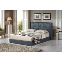 슈퍼싱글/ 퀸/ 킹 사이즈 날개형 헤드 패턴 디자인 가죽 패브릭 침대 로이스, 인조가죽PU, 블랙