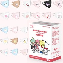어린숨마스크 산리오캐릭터 헬로키티 마이멜로디 쿠로미 포차코 폼폼푸린 시나모롤 리틀트윈스타 마스크30매, 중형(30매)
