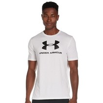 A.MINE Under Armour 남성용 스포츠 로고 반팔 티셔츠 아카데미 블루 (408)/화이트 M164499언더아머, White (100)/Black
