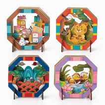 우드시어터 만들기 세트 민화 그림 액자 그리기 공작, 일월오봉도