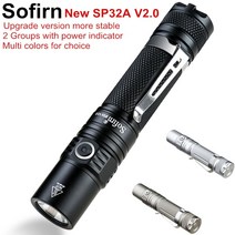 대륙의실수 손전등 Sofirn 새로운 sp32a v2.0 강력한 led 18650 고출력 1300lm 크리어 xpl2 토치 라이트 2 그룹 램핑 표시등 해루질 방수 스쿠버 386, 배터리 키트 포함, 협력사, 검은 색