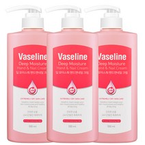 바세린 24h 딥 모이스춰 핸드앤네일 핸드크림, 500ml, 3개