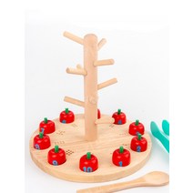 몬테소리 가베 사과 나무 원목 툴 꼭지원기둥 공굴리기 교육용 인테리어 유아 소근육발달 수학, B
