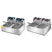 전기 업소용 튀김기 중형 대형 식당 치킨 기름제거, 2rn 2500W 10L+10L